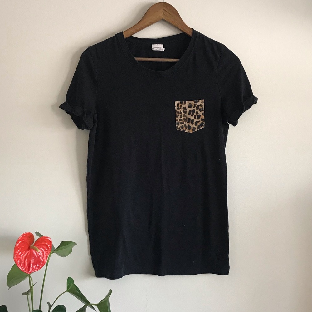 PINK Tee with Leopard Pocket